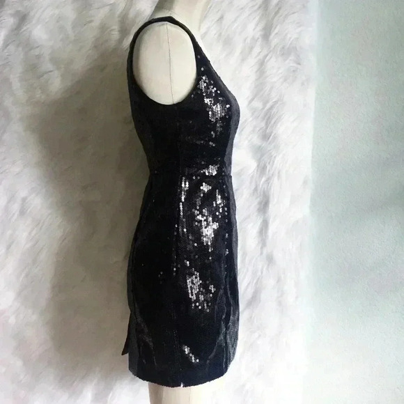 NWT Forever 21 Black Sequin One Shoulder Cocktail Club Dress - Picture 2 of 7